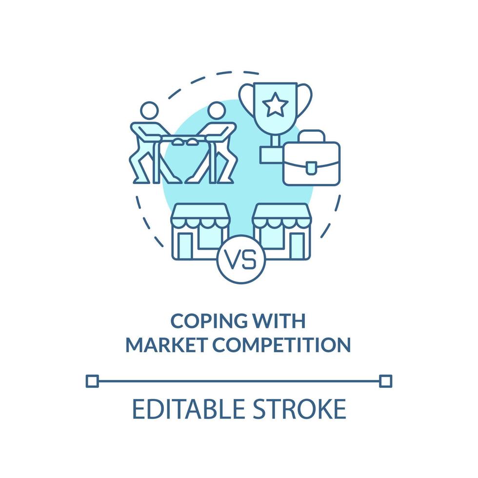 Coping with market competition turquoise concept icon. Big business strategy issue abstract idea thin line illustration. Isolated outline drawing. Editable stroke. vector