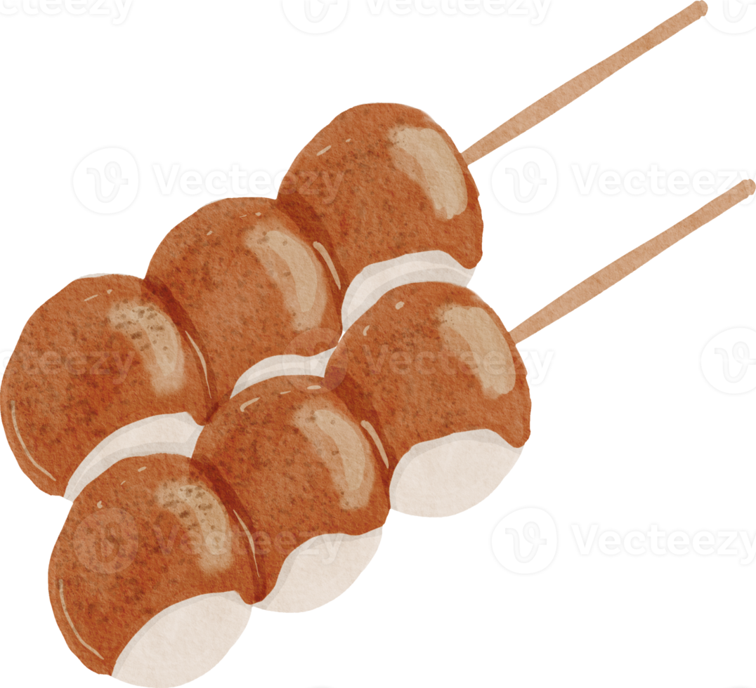 Dango on a stick watercolor png