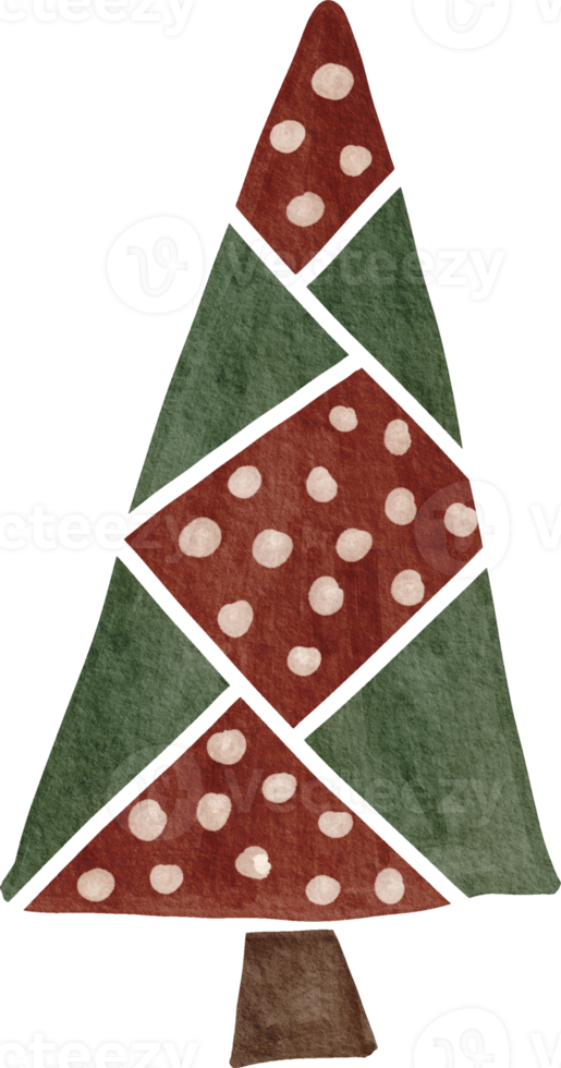 arbre de noël aquarelle dessinée à la main png