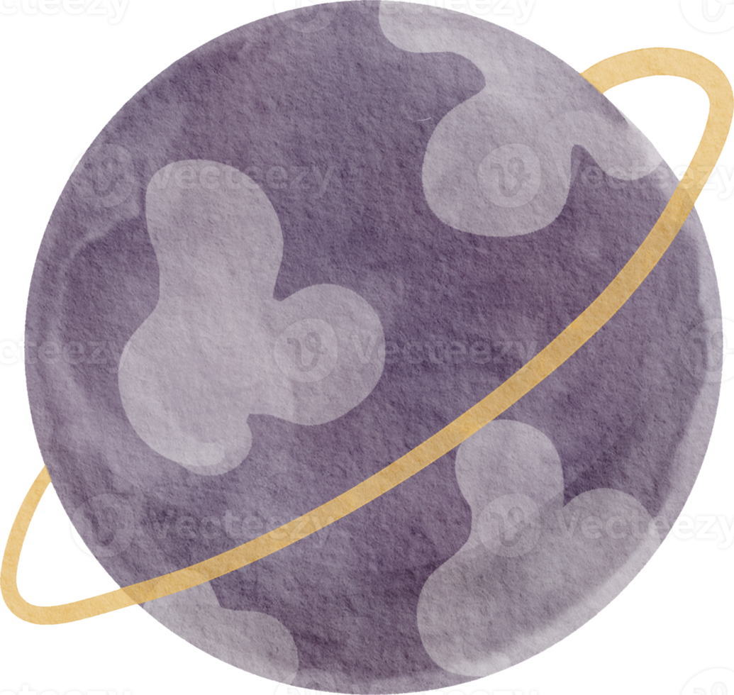 Cute planet watercolor png