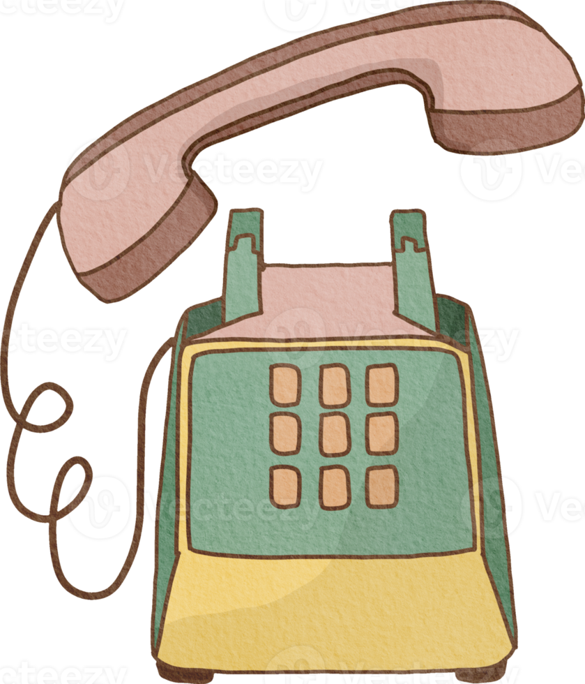 téléphone vintage coloré png