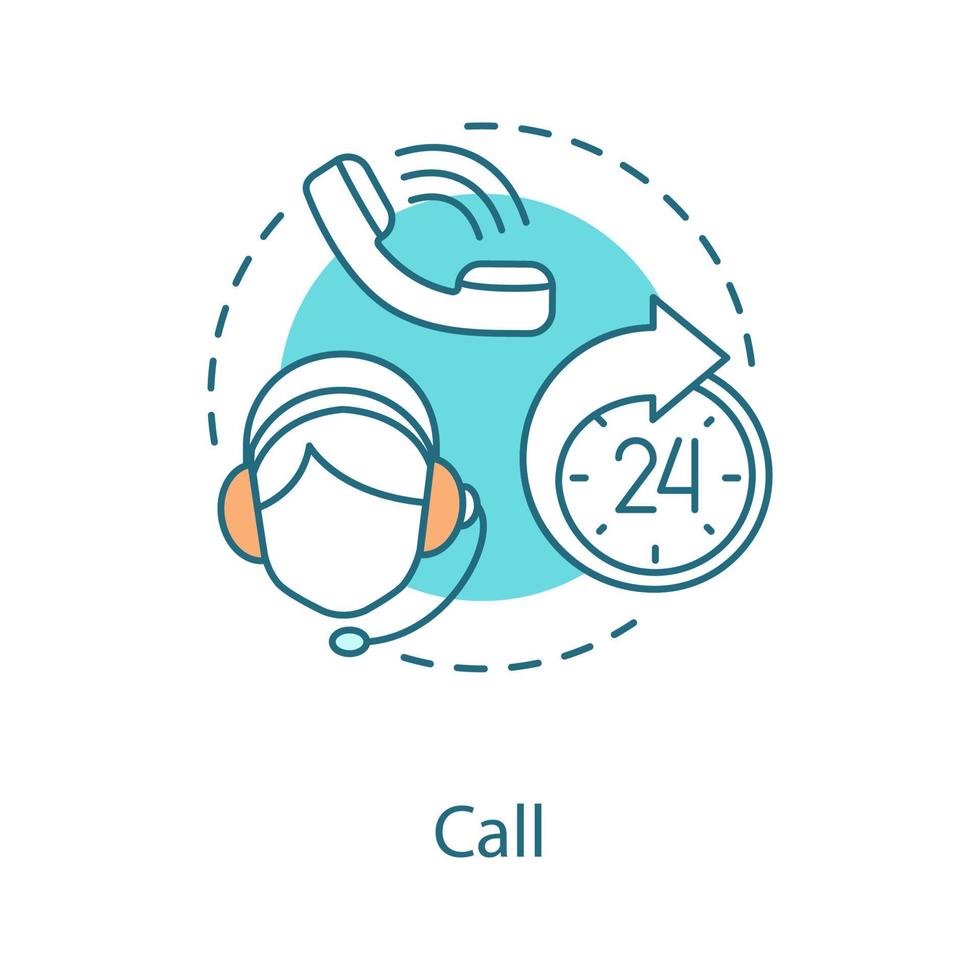 Call concept icon. Hotline idea thin line illustration. Call center. Phone support service. Vector isolated outline drawing
