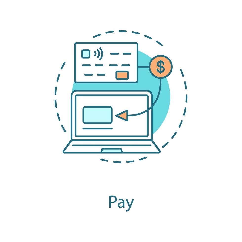 Cashless payment concept icon. Online banking idea thin line illustration. Fast transactions. Vector isolated outline drawing