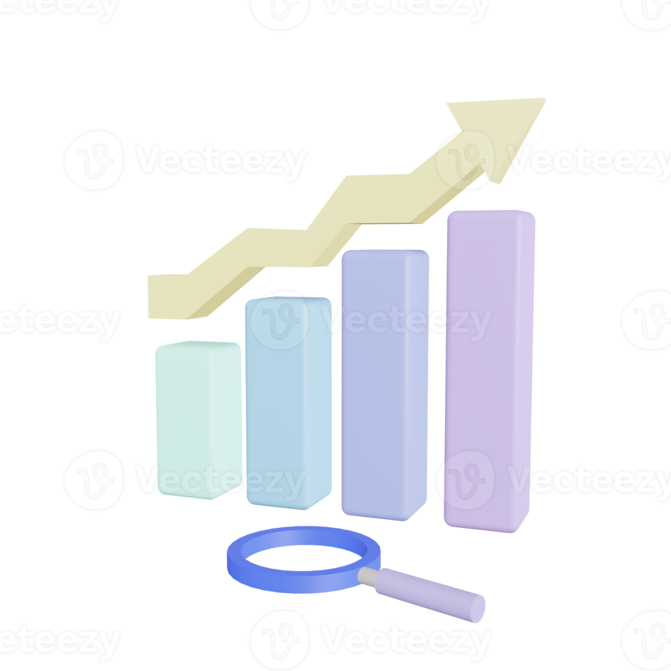 grafici. concetto di successo degli obiettivi aziendali, illustrazione 3d png