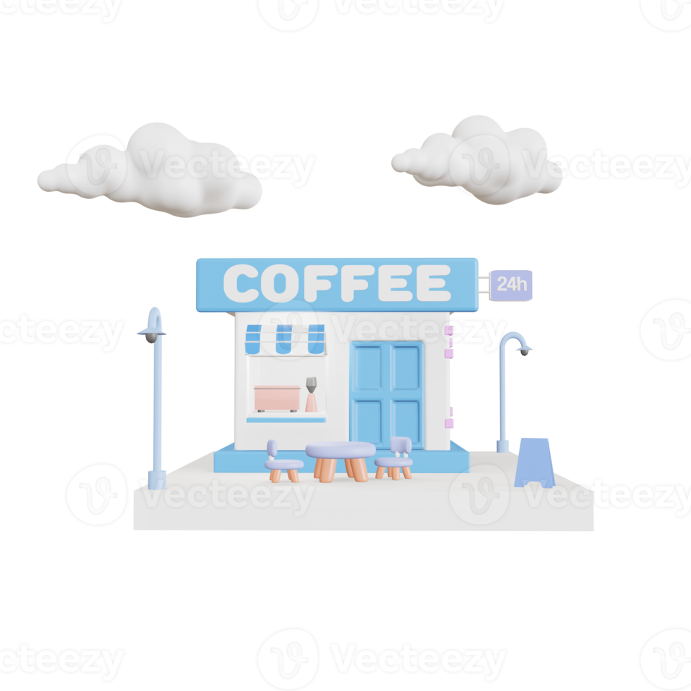 caffetteria minima 3d. illustrazione di rendering 3d png