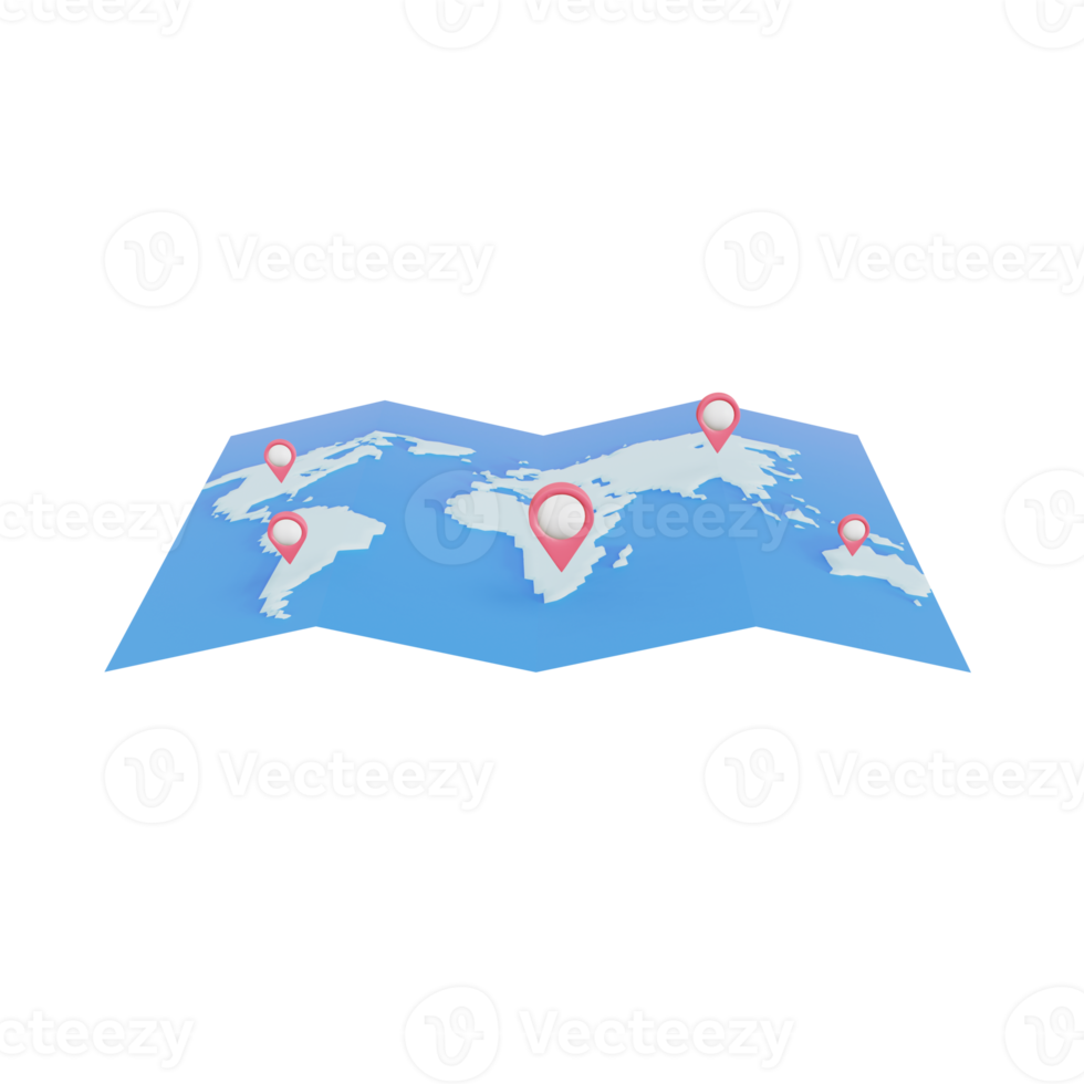 3D location pin marker on the world map. The concept of GPS navigation system. 3d illustration. png