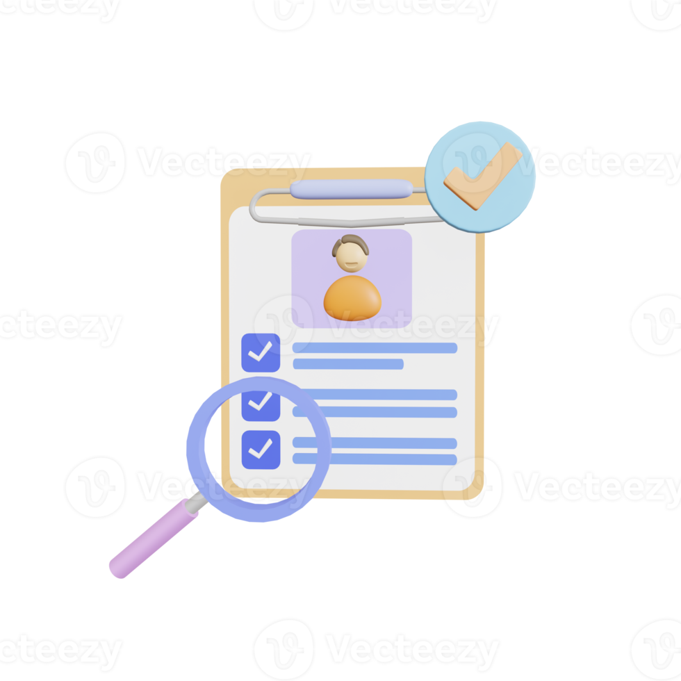 concepto de gestión y contratación de recursos humanos. entrevista de trabajo, una agencia de contratación. ilustraciones 3d. png