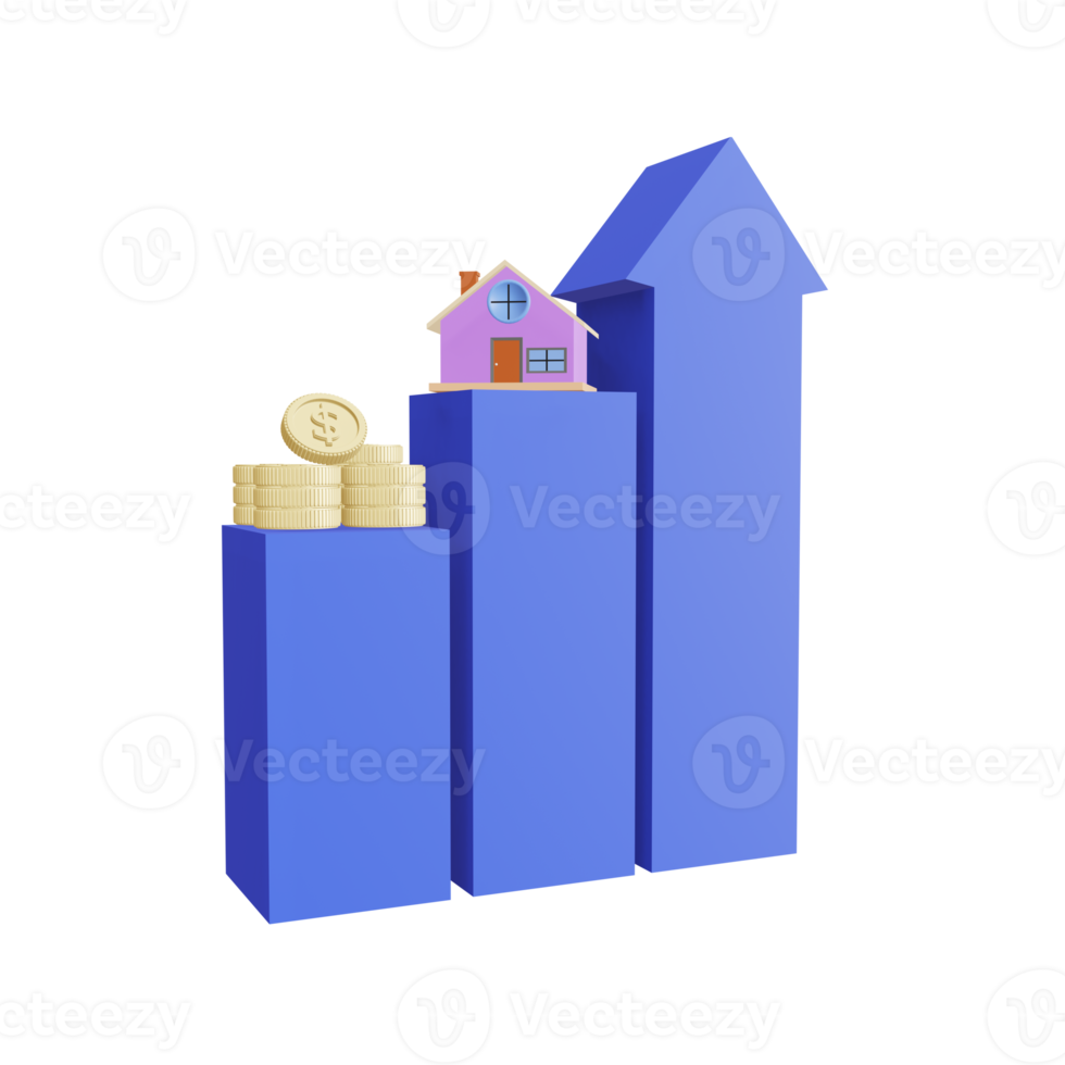 statistics accounting, financial development, and banking business concept, bar chart supplies, 3d illustration png