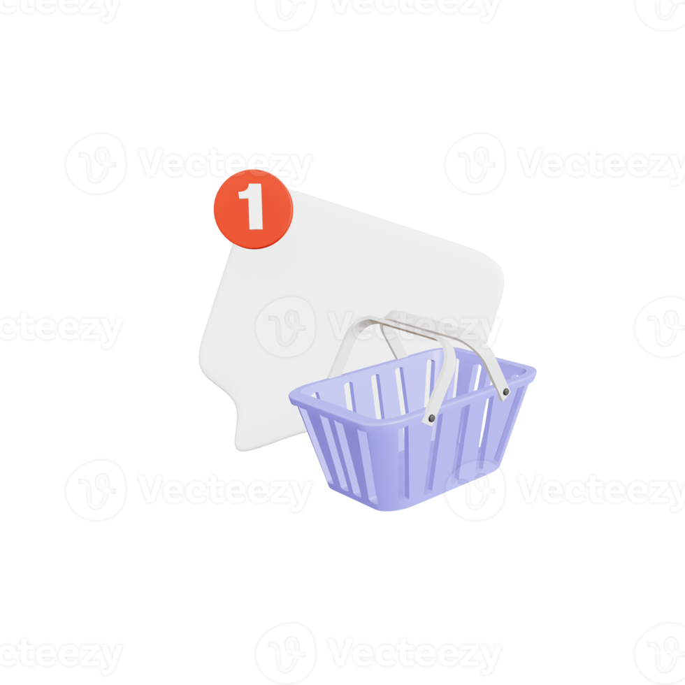 3D app icon with notification alert speech bubble, online social conversation comment push notice cartoon concept, online shopping, 3D  illustration png