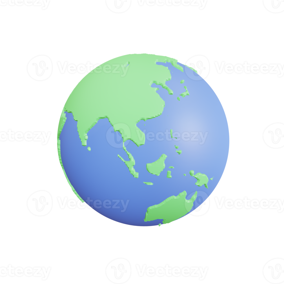 globo de ilustración de mapa de mundo de tierra 3d. ilustración de procesamiento 3d png