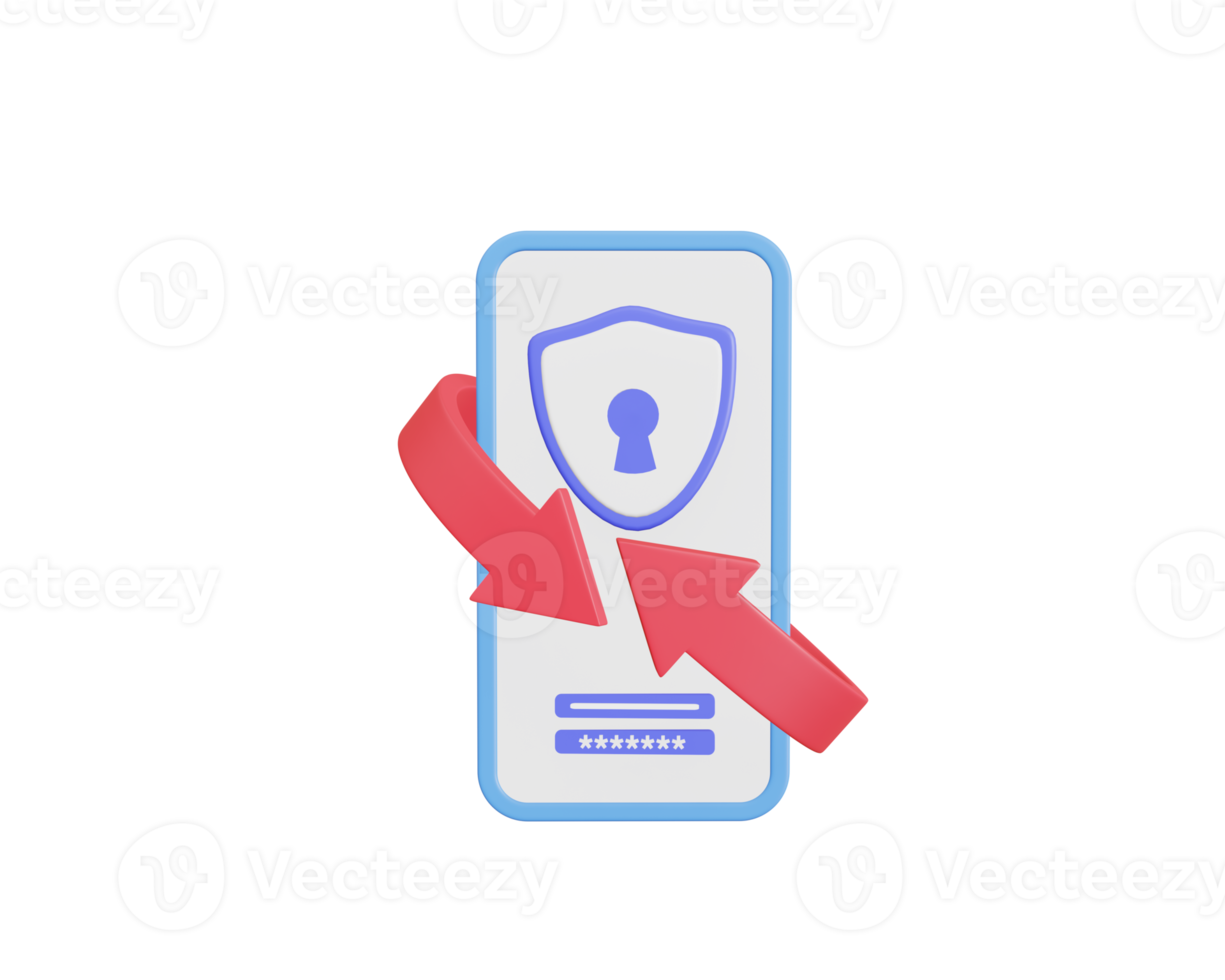 ícone de mudança de senha. notificação. mensagem de segurança. salvar dados no telefone. ilustração 3D png