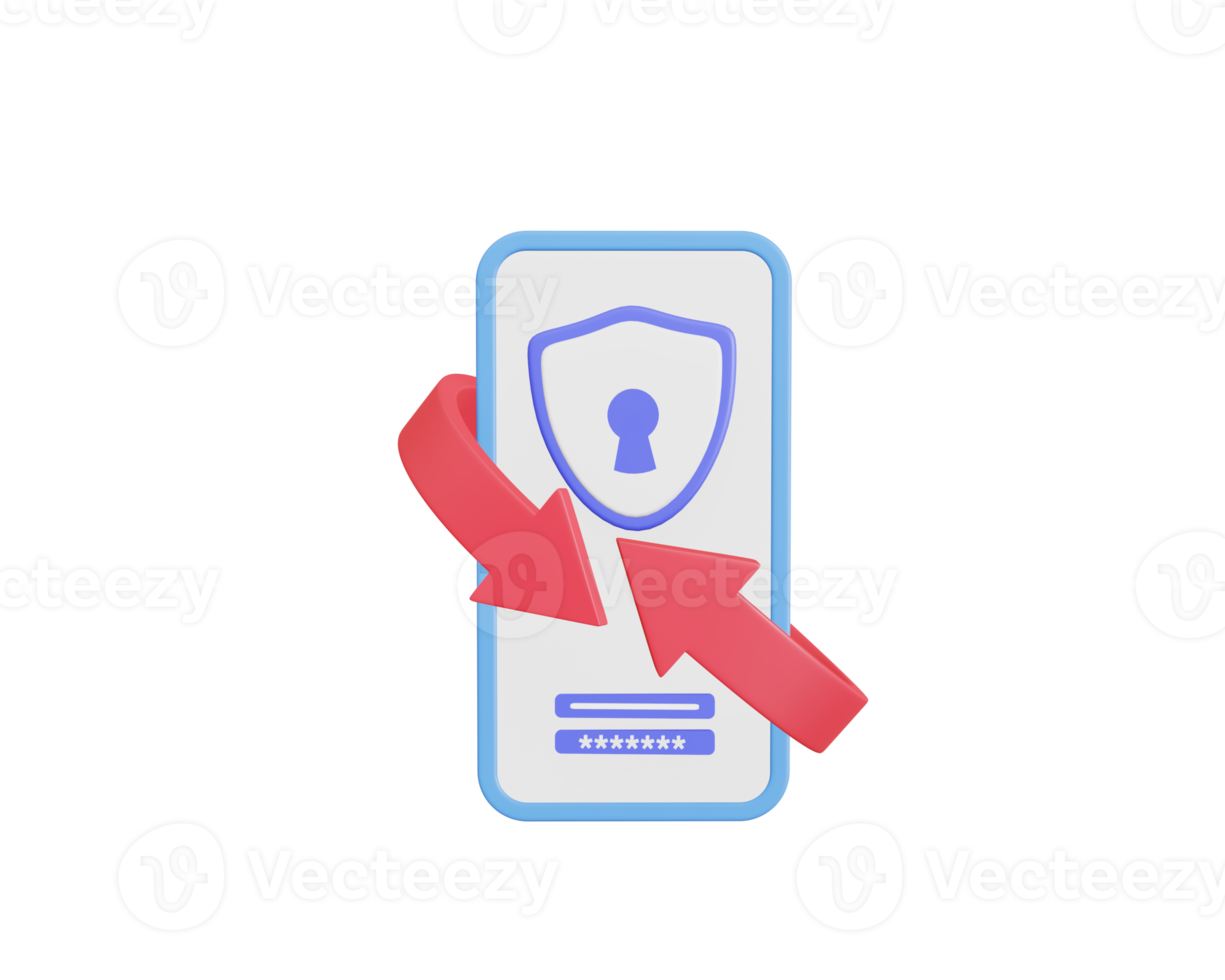 icono de cambio de contraseña. notificación. mensaje de seguridad guardar datos en el teléfono. ilustración 3d png
