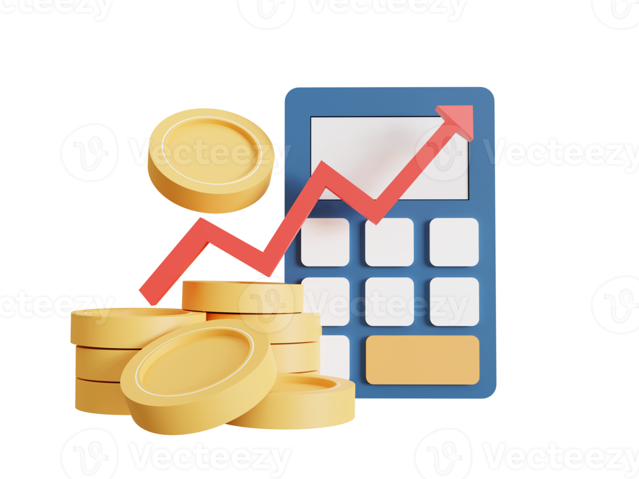 icon 3D cartoon style design. coins, calculator, and icon. business Investments, money savings, budget management, and financial profit concept png