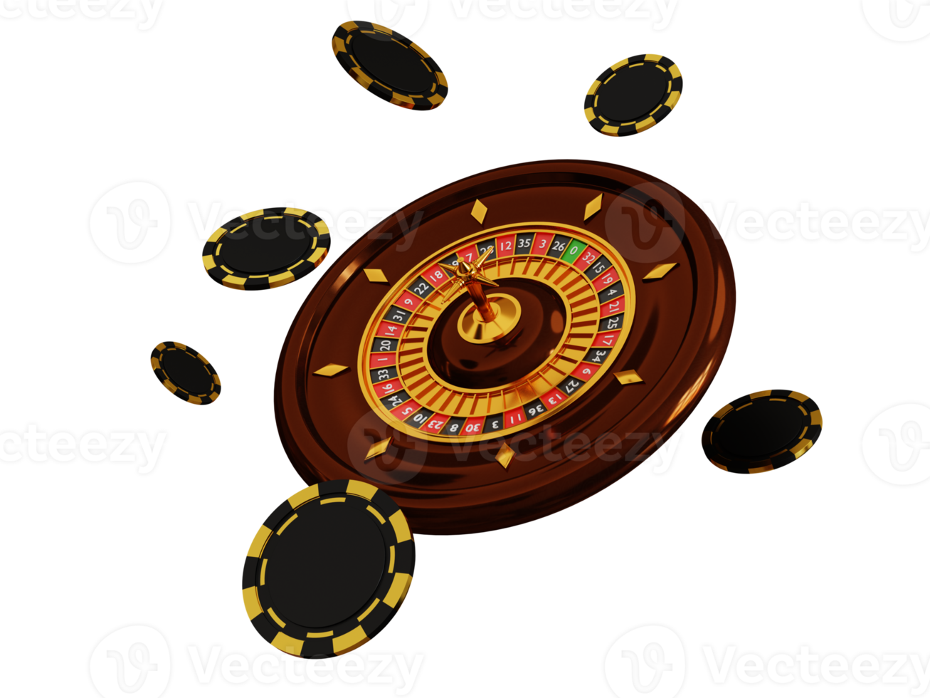 casino roulette wiel en poker chips geïsoleerd op een witte achtergrond. 3D illustratie. online casino roulette gokken png
