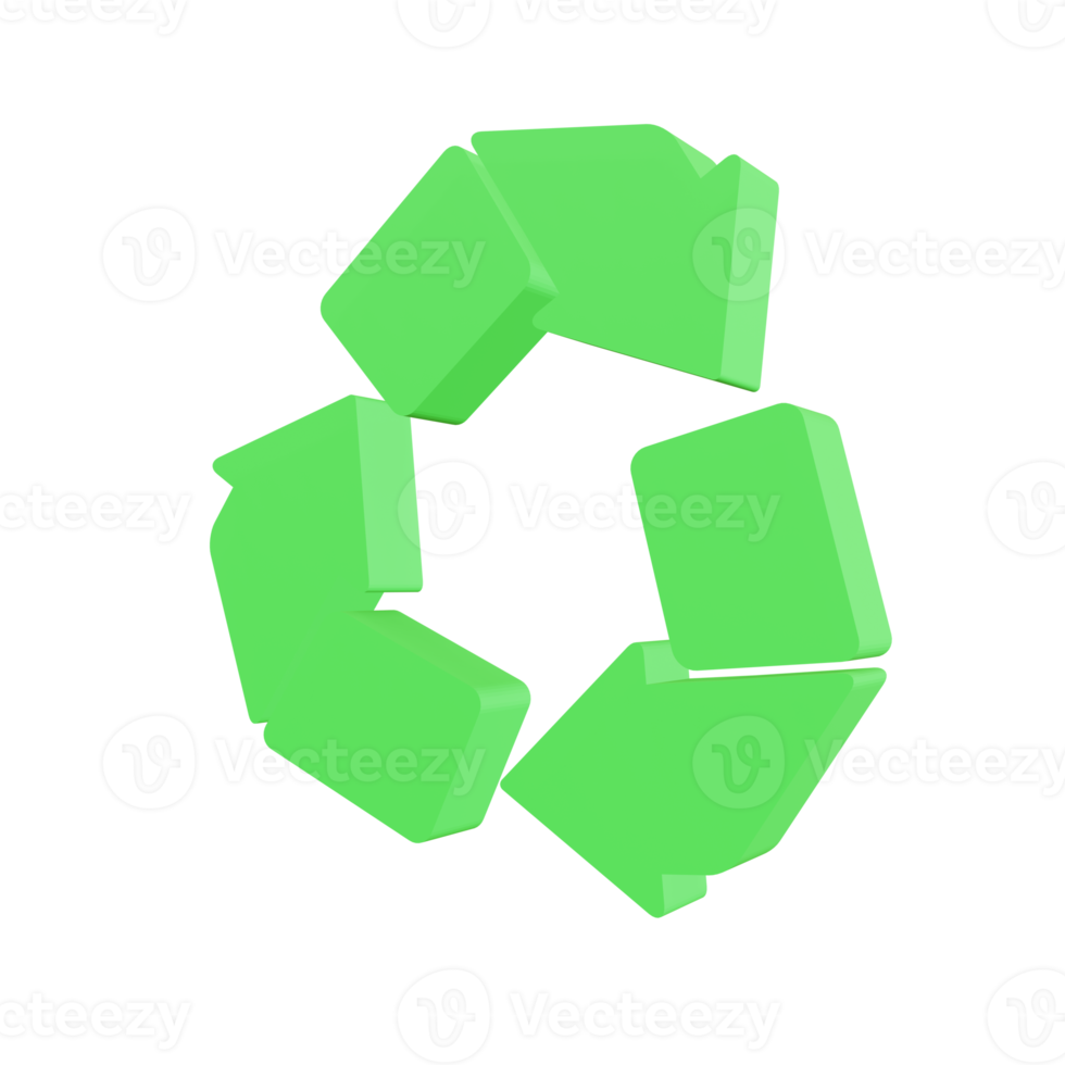 icono con un símbolo de reciclaje. copia espacio, ilustración 3d png