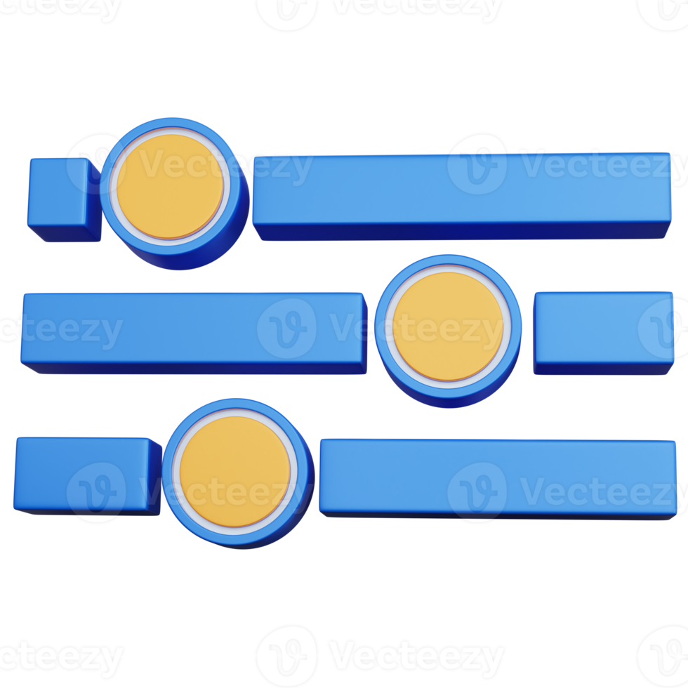 3d rendering blue setting menu isolated png