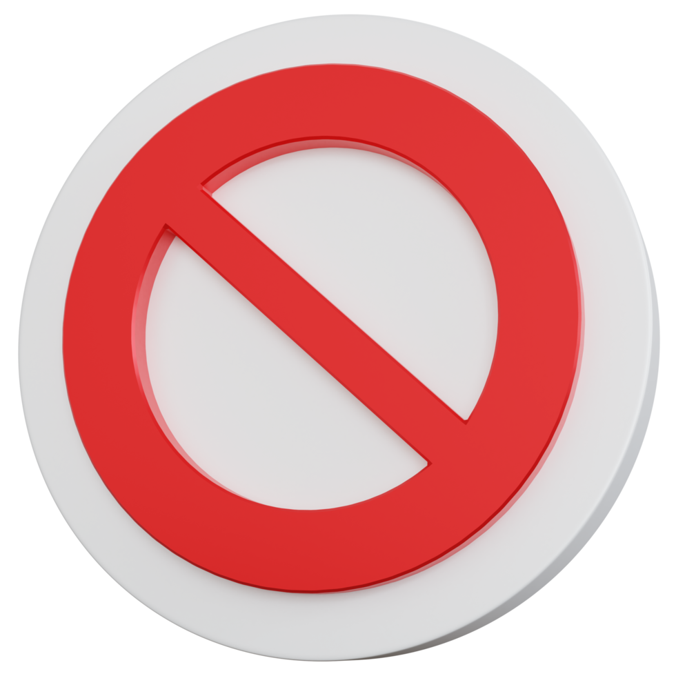 3d rendering red prohibition sign icon isolated png