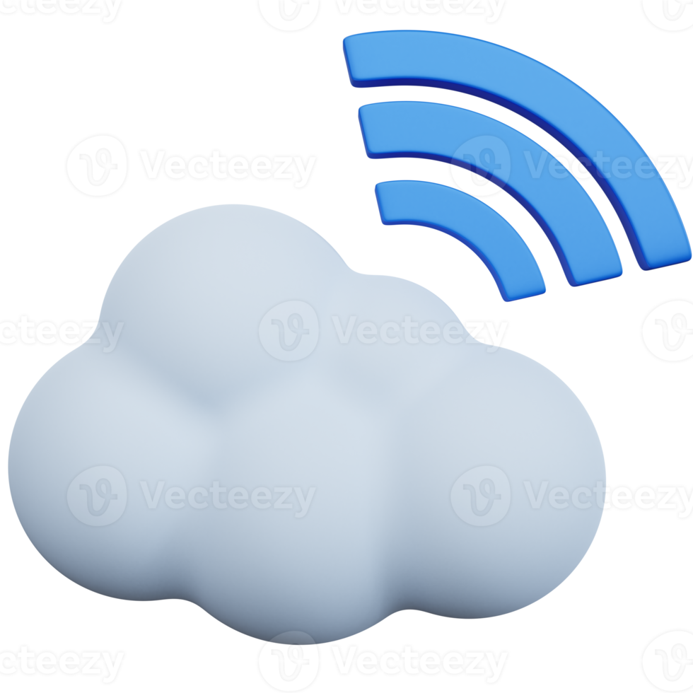 3d rendering blue cloud with wifi icon isolated png