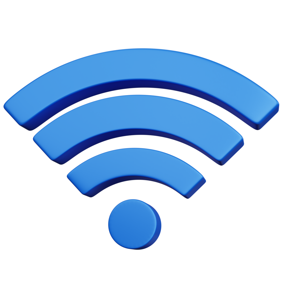 renderização 3d azul wifi isolado png