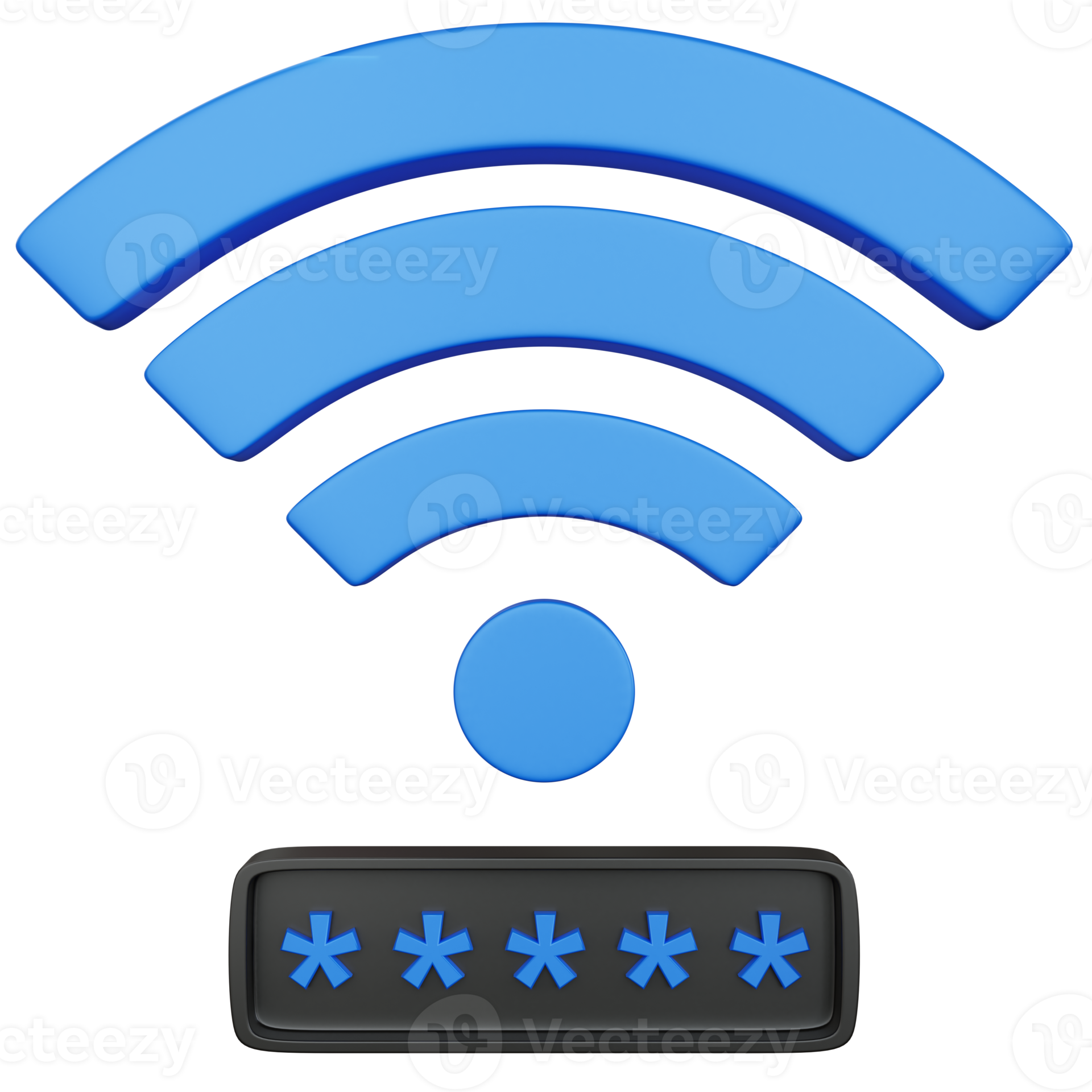 3d rendering blue wifi with password field isolated 9369025 PNG
