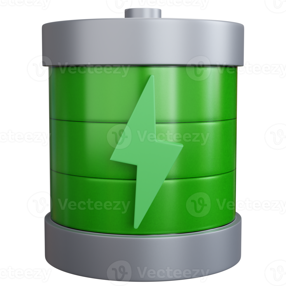 3d rendering battery being charged with lightning icon isolated png