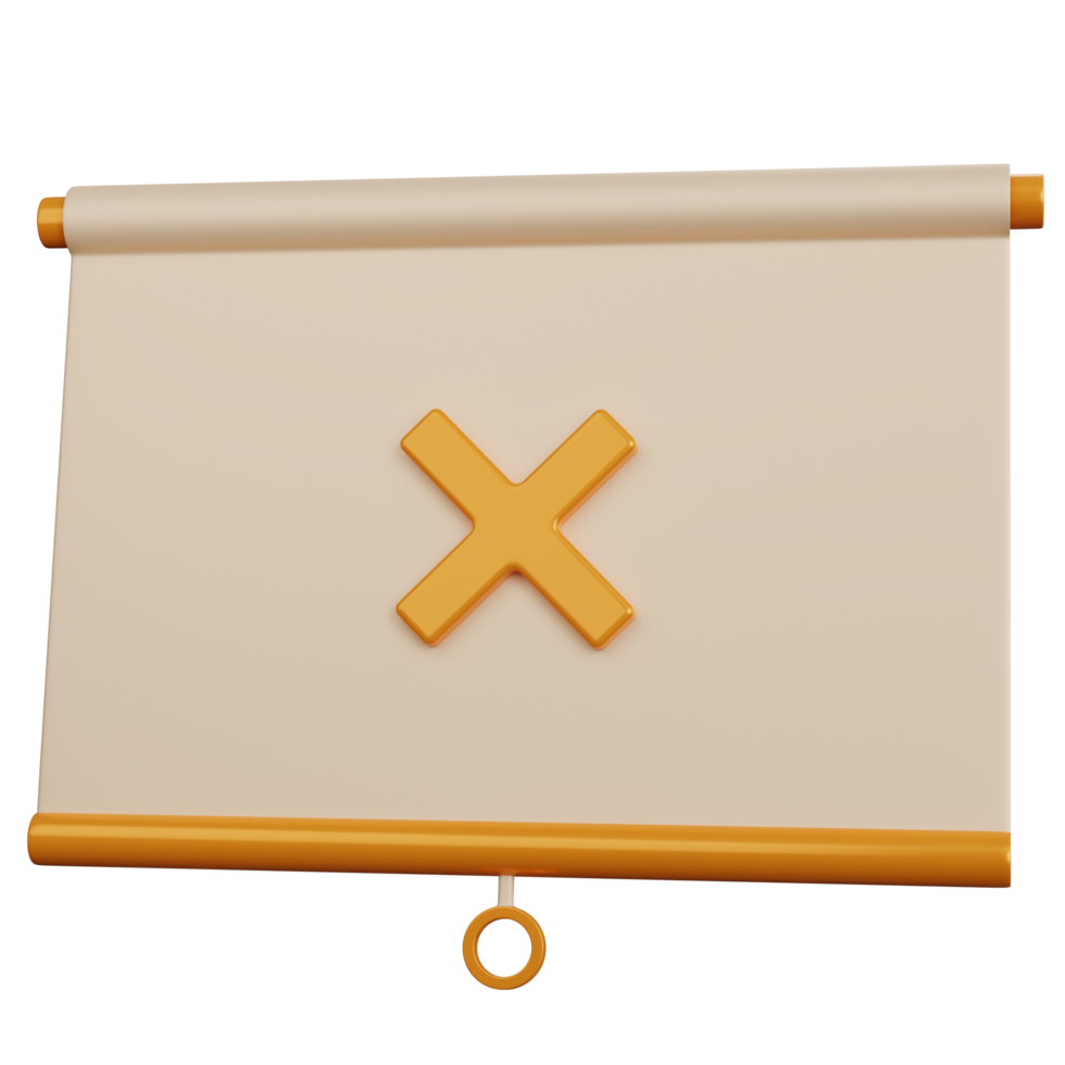 3d rendering Illustrations presentation with cross mark isolated png