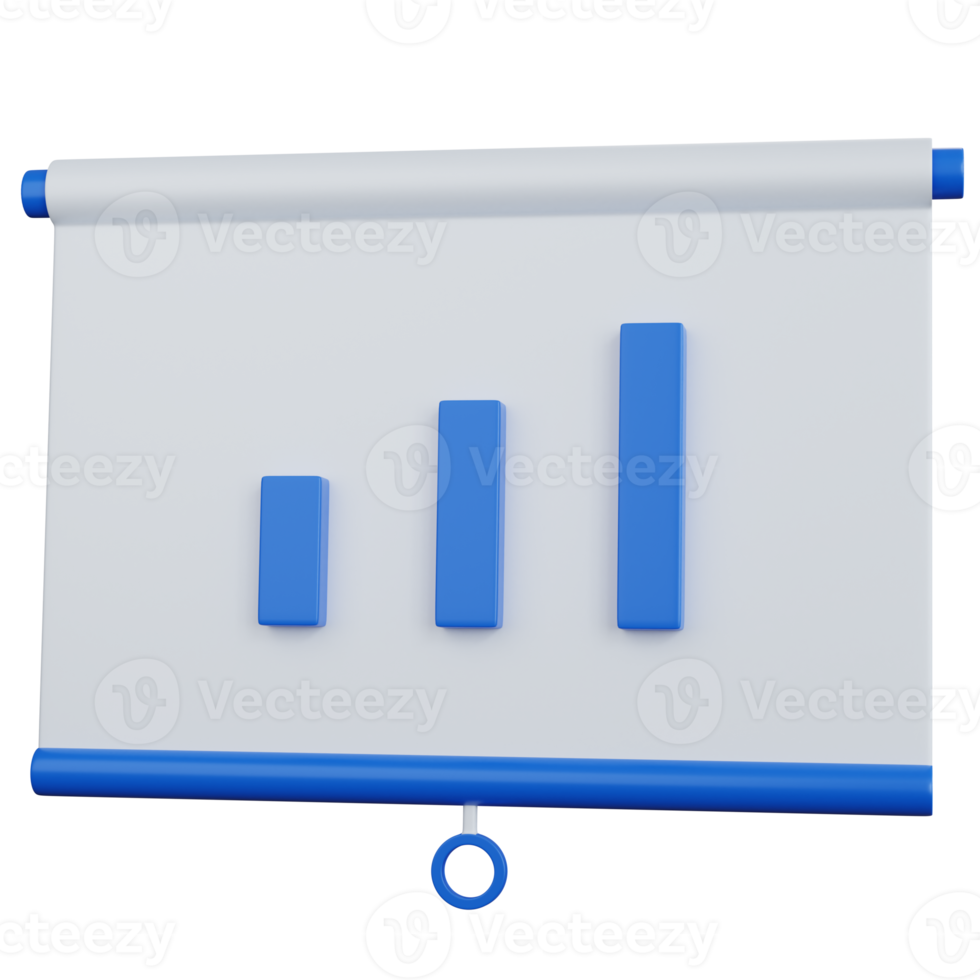 3d rendering Illustrations presentation with bar graph statistics isolated png