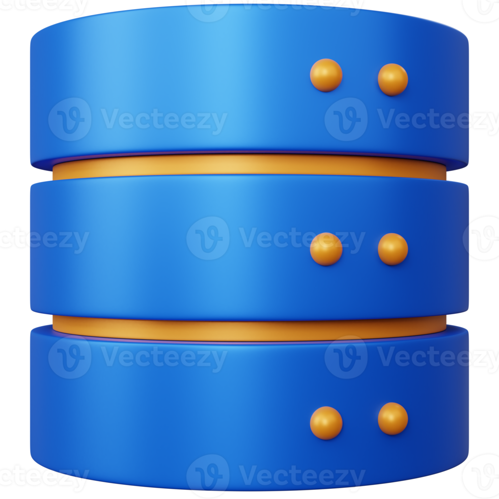 3d rendering illustration blue database isolated png