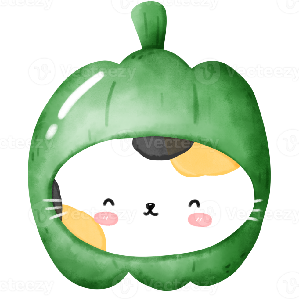 Cute cat vegetable png