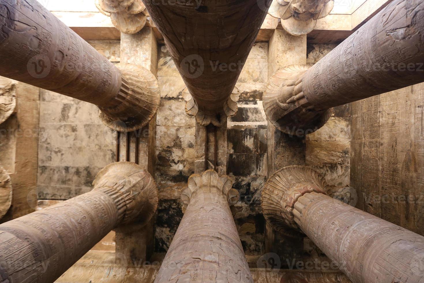 Columns in Edfu Temple, Edfu, Egypt photo