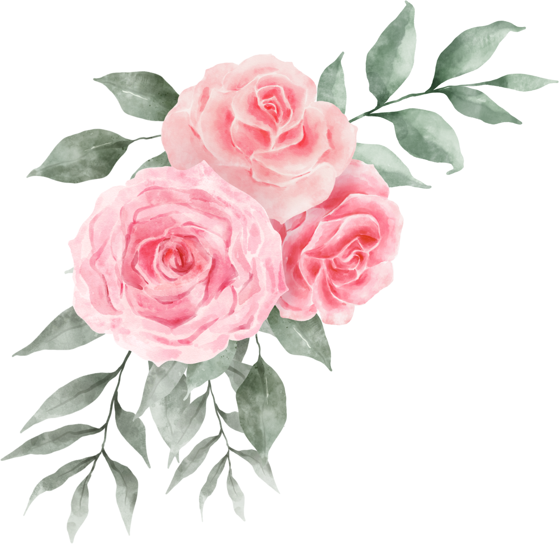 rosa ros blombukett arrangemang akvarell 9369352 PNG