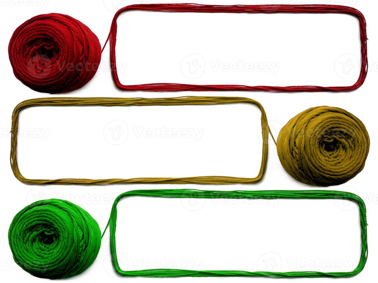 Three of knitting yarn on white background photo