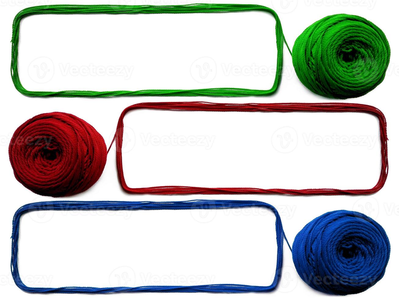 Three of knitting yarn on white background photo