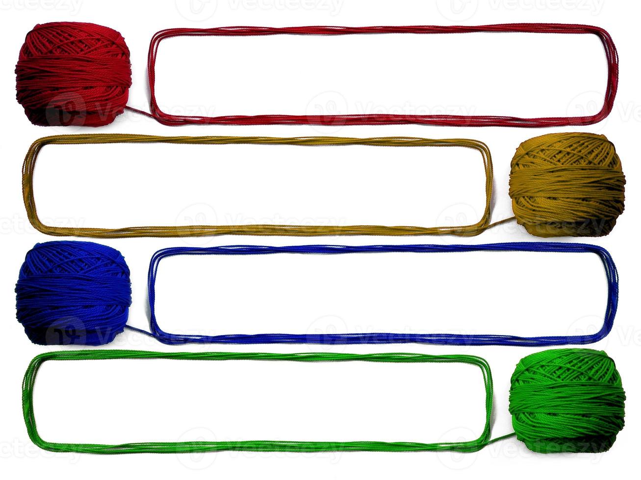 four of knitting yarn on white background photo