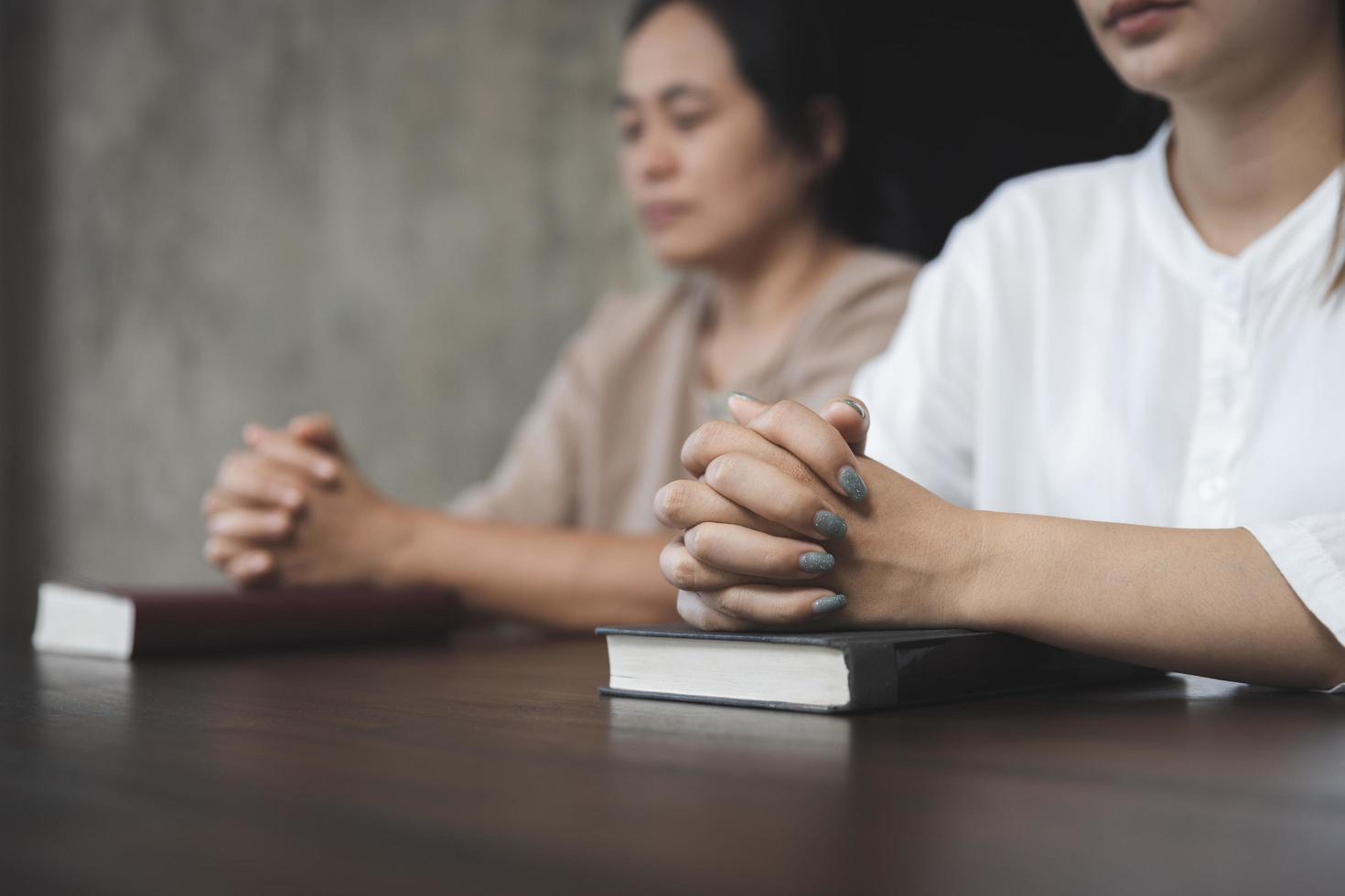 Christian life crisis prayer to god. Woman Pray for god blessing to wishing have a better life. woman hands praying to god. photo