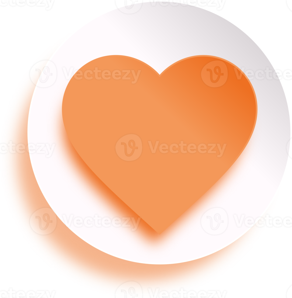 Orange Heart In Circle Button png