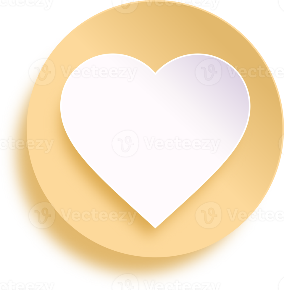 Heart In Yellow Circle Button png