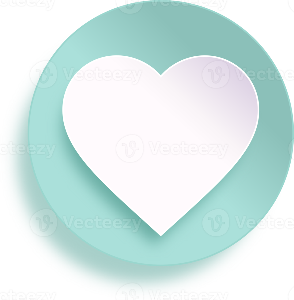 Heart In Turquoise Circle Button png