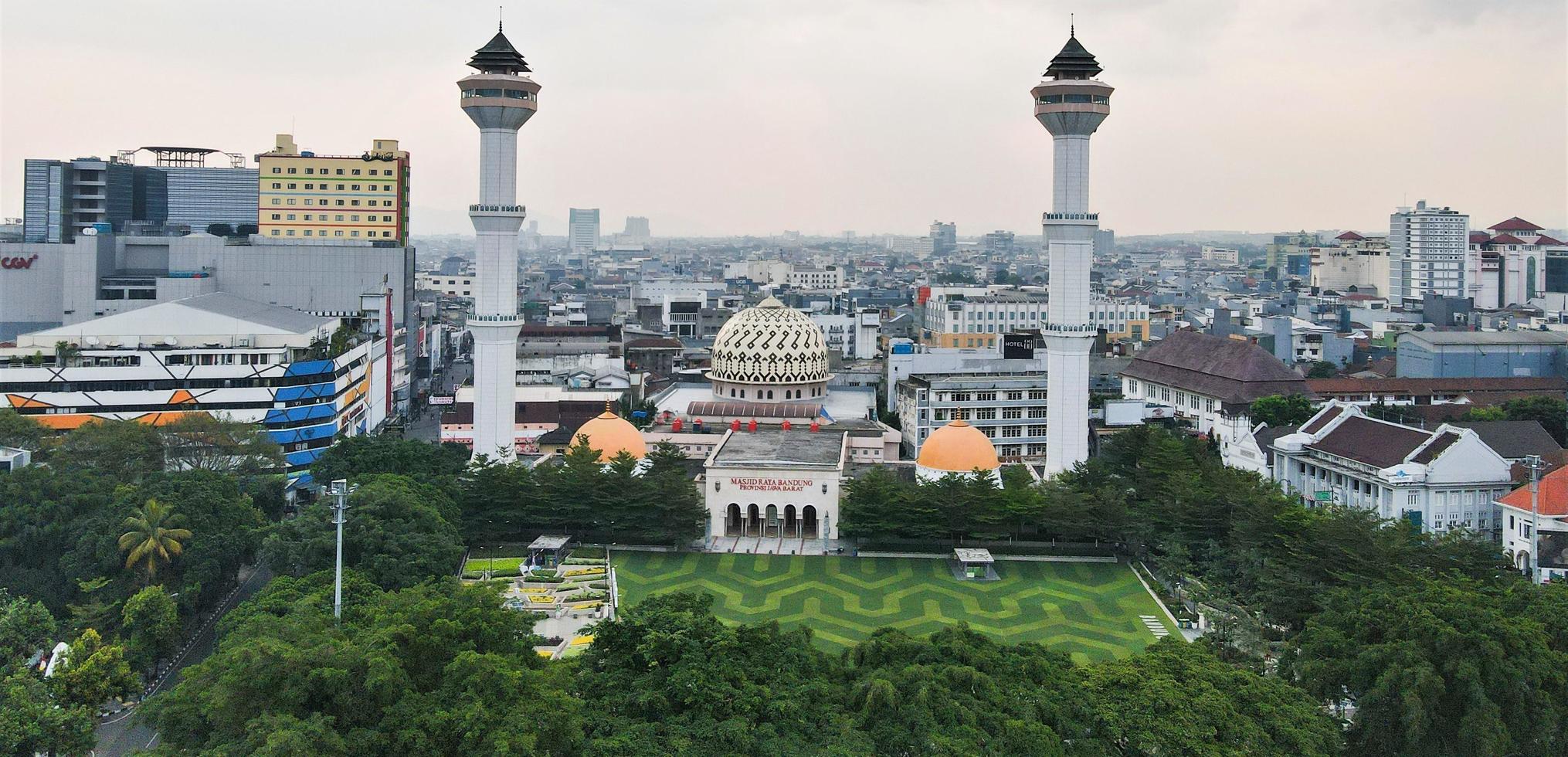 Bandung, Indonesia, 2022 - Beautiful aerial view of the Great Mosque of Bandung city. photo