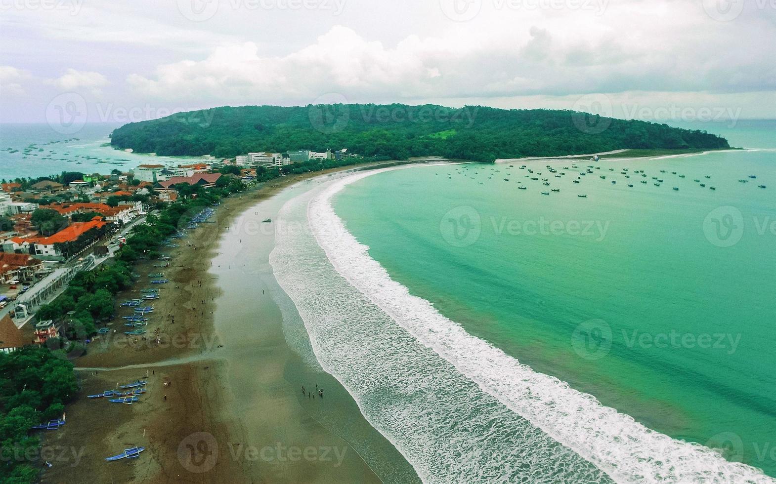 Beautiful aerial view, Wave Pangandaran beach, in West Java - Indonesia. photo