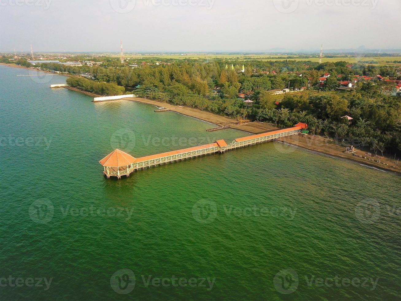 Beautiful aerial view, Pier on the beach, Pemalang-Central Java-Indonesia. photo