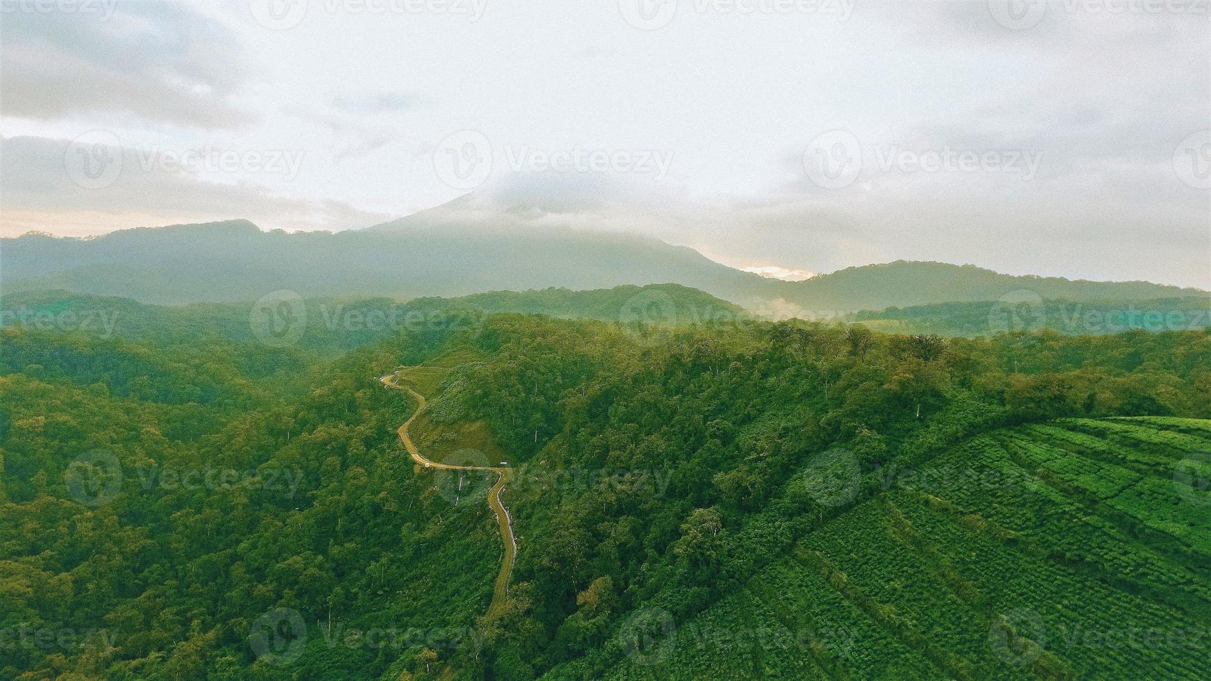 Beautiful aerial view of Mount Galunggung Peak, in Ciamis, West Java - Indonesia. photo
