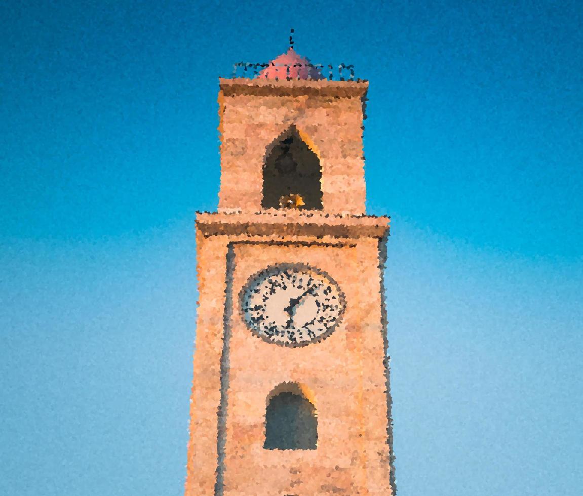 Art Abstract Afternoon clock tower in Satun province, Thailand photo