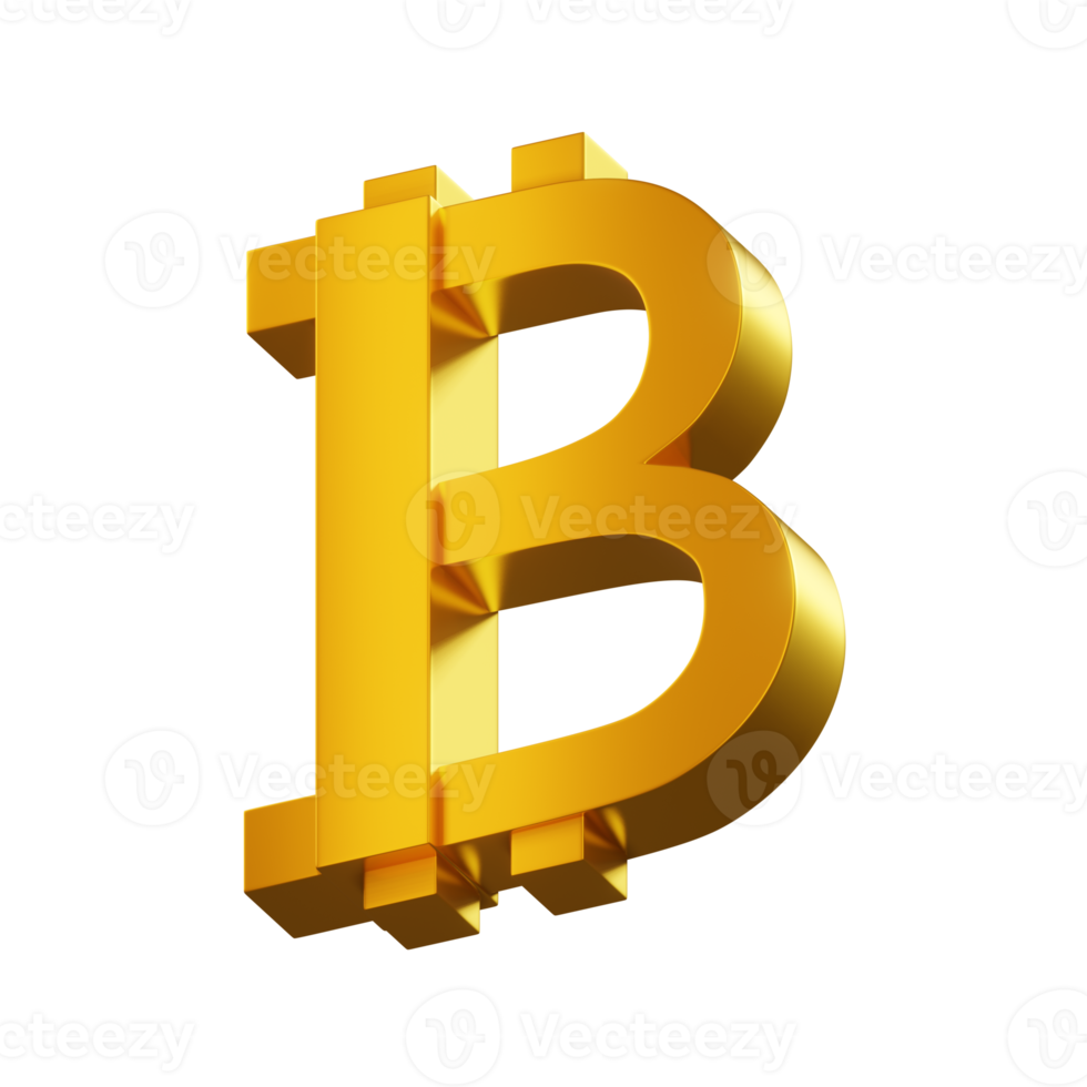 golden 3D bitcoin logo png