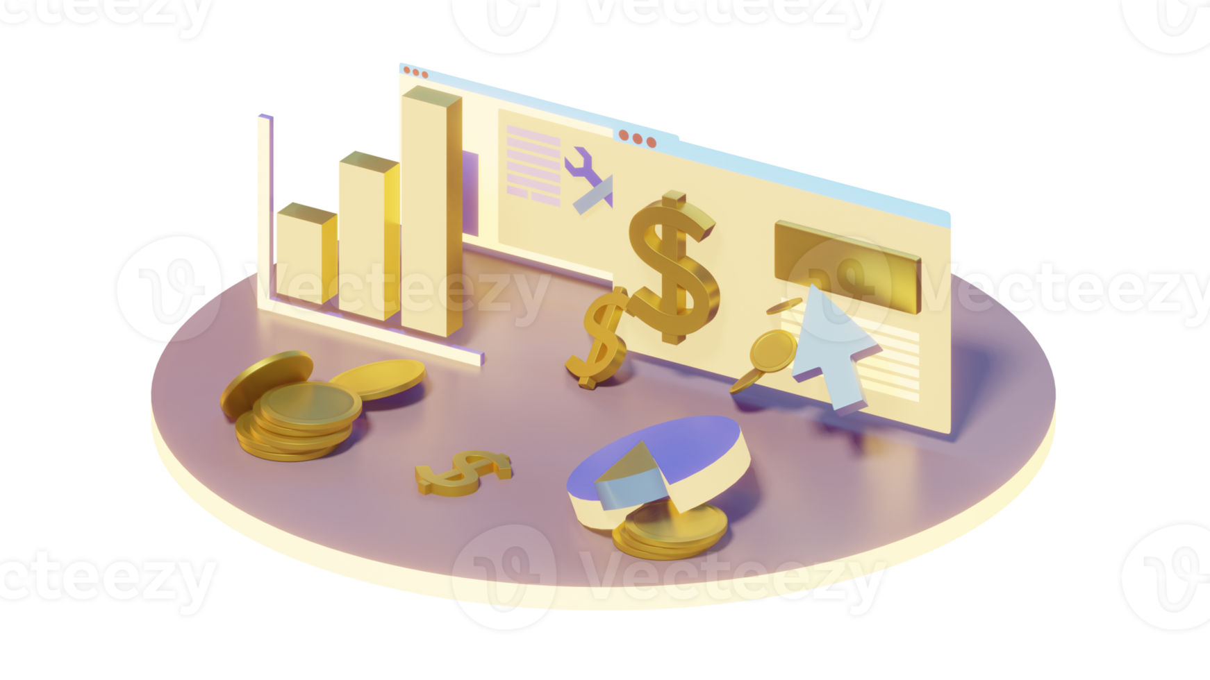 3D marketing graphic chart png