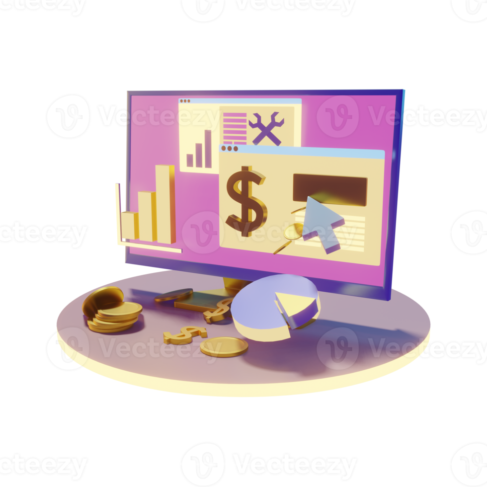 3D marketing graphic chart png