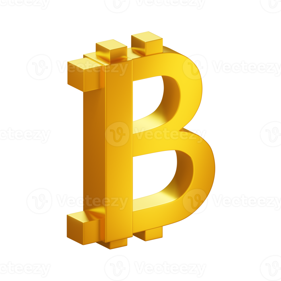 golden 3D bitcoin logo png