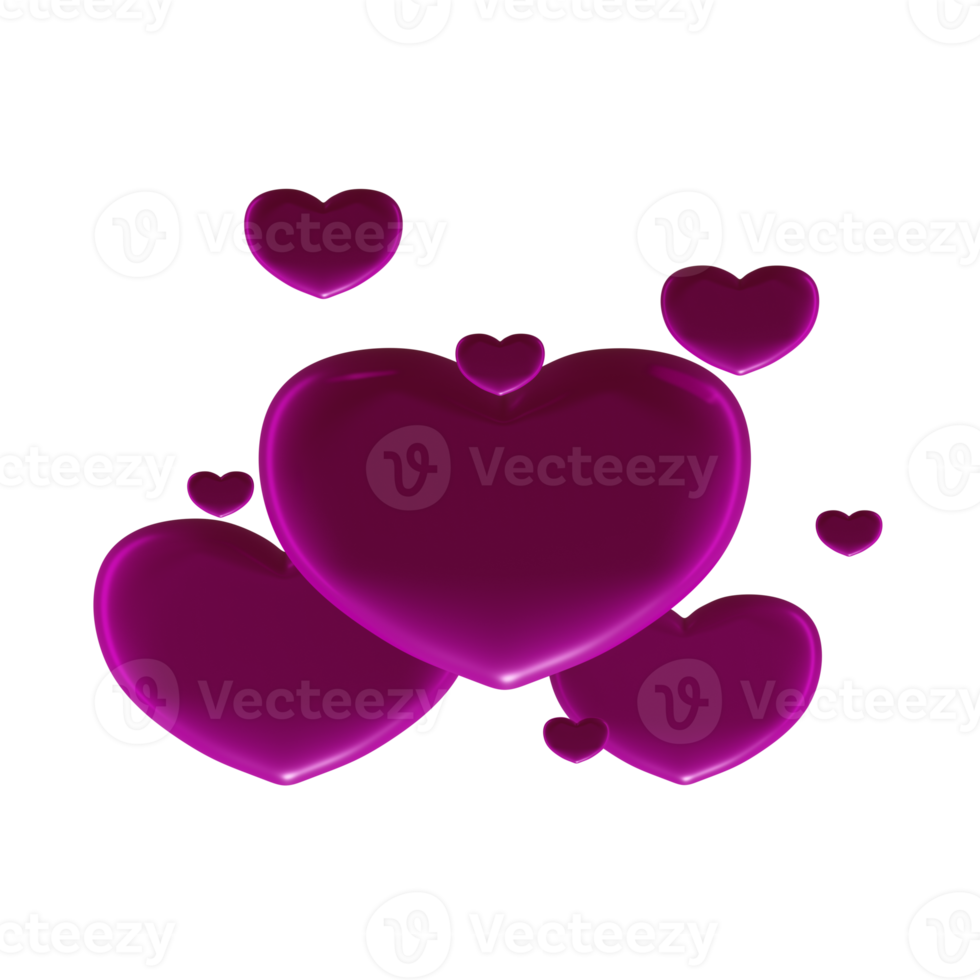 3D multiple love icon png