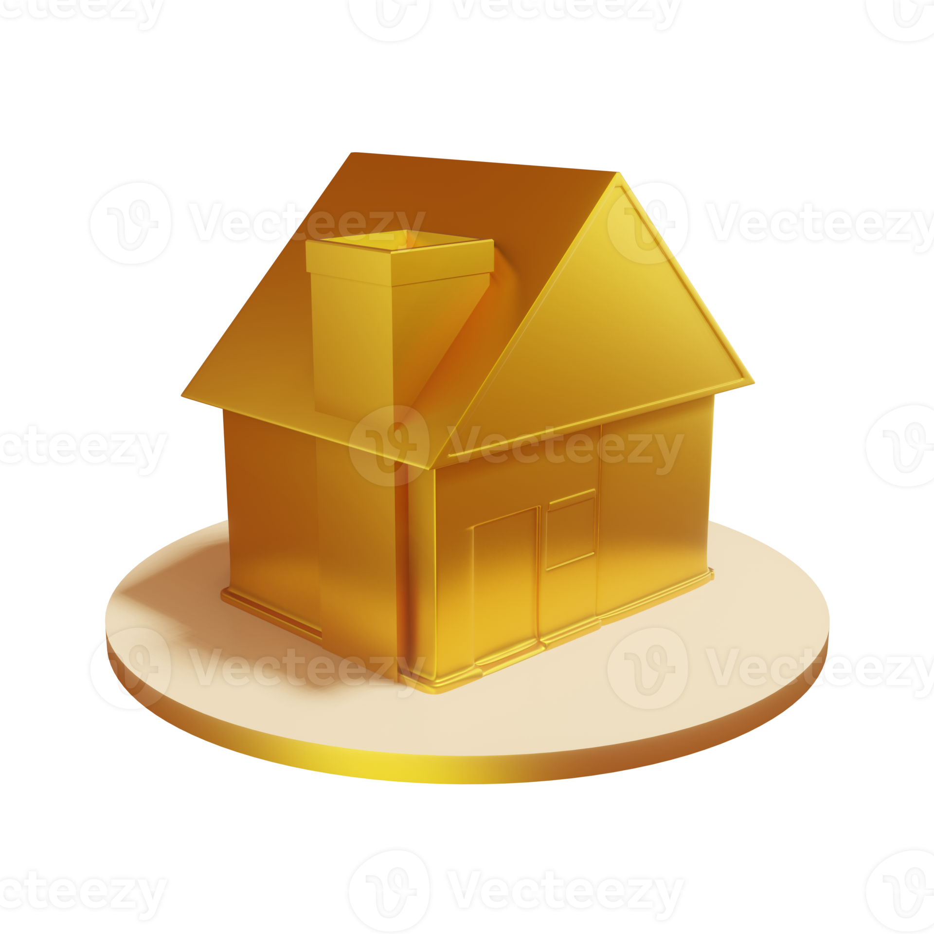 3D golden house icon 9370681 PNG
