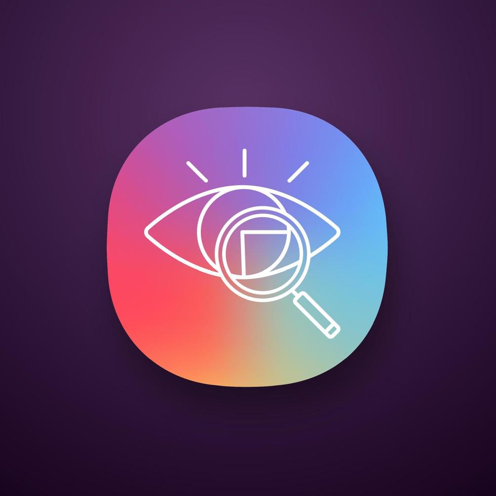 Retina scan app icon. Iris recognition. UI UX user interface. Web or mobile application. Eye scanning. Biometric identification. Optical recognition. Vision diagnostic. Vector isolated illustration